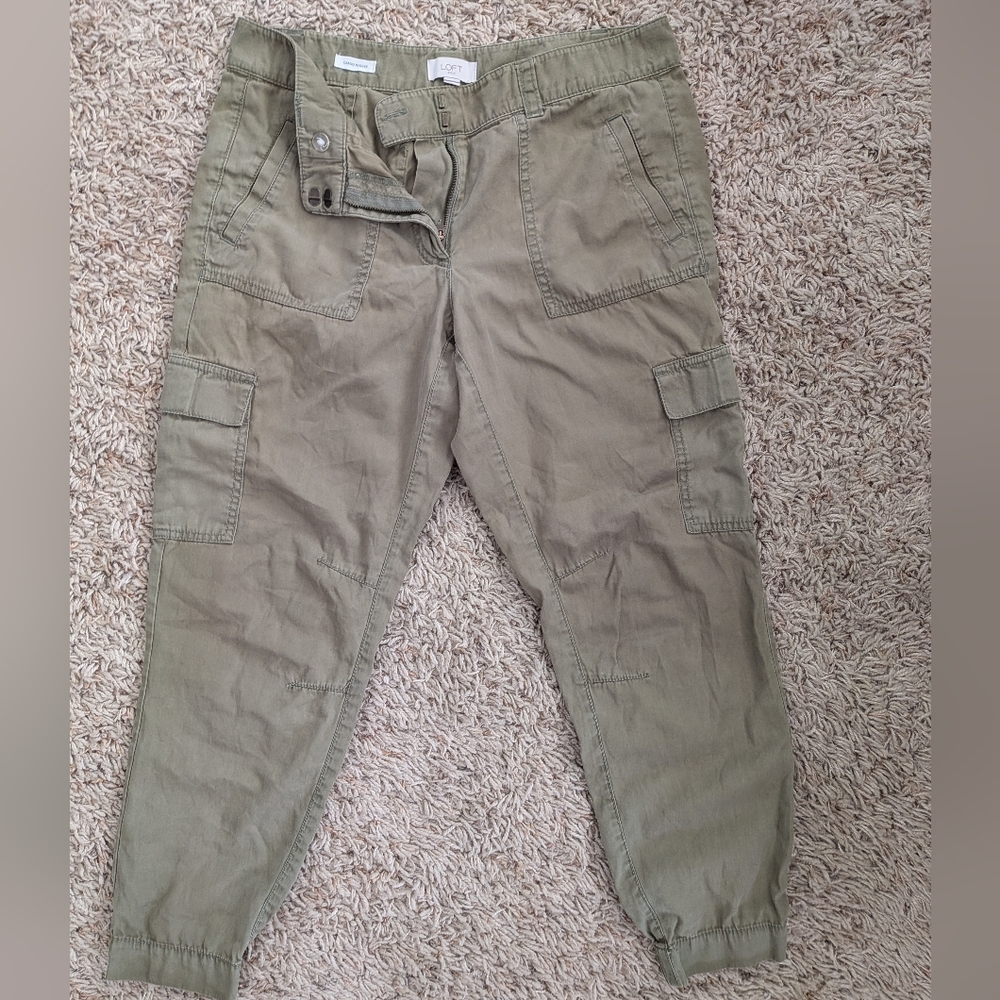 LOFT Sage Green Cargo Jogger Pants